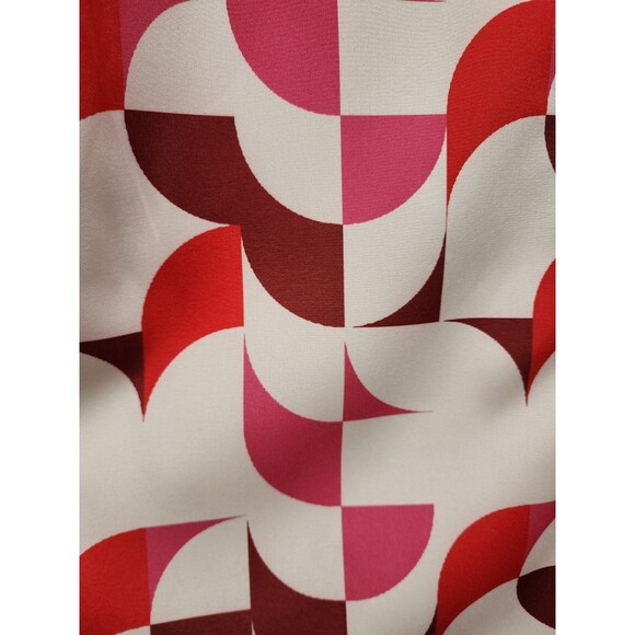 BLOOMCHIC WOMENS 26 4X WHITE PINK BLOUSE GEOMETRIC RETRO V-NECK STYLISH ABSTRACT - Picture 7 of 13